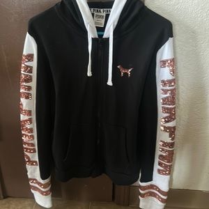 Vs pink zip up hoodie
